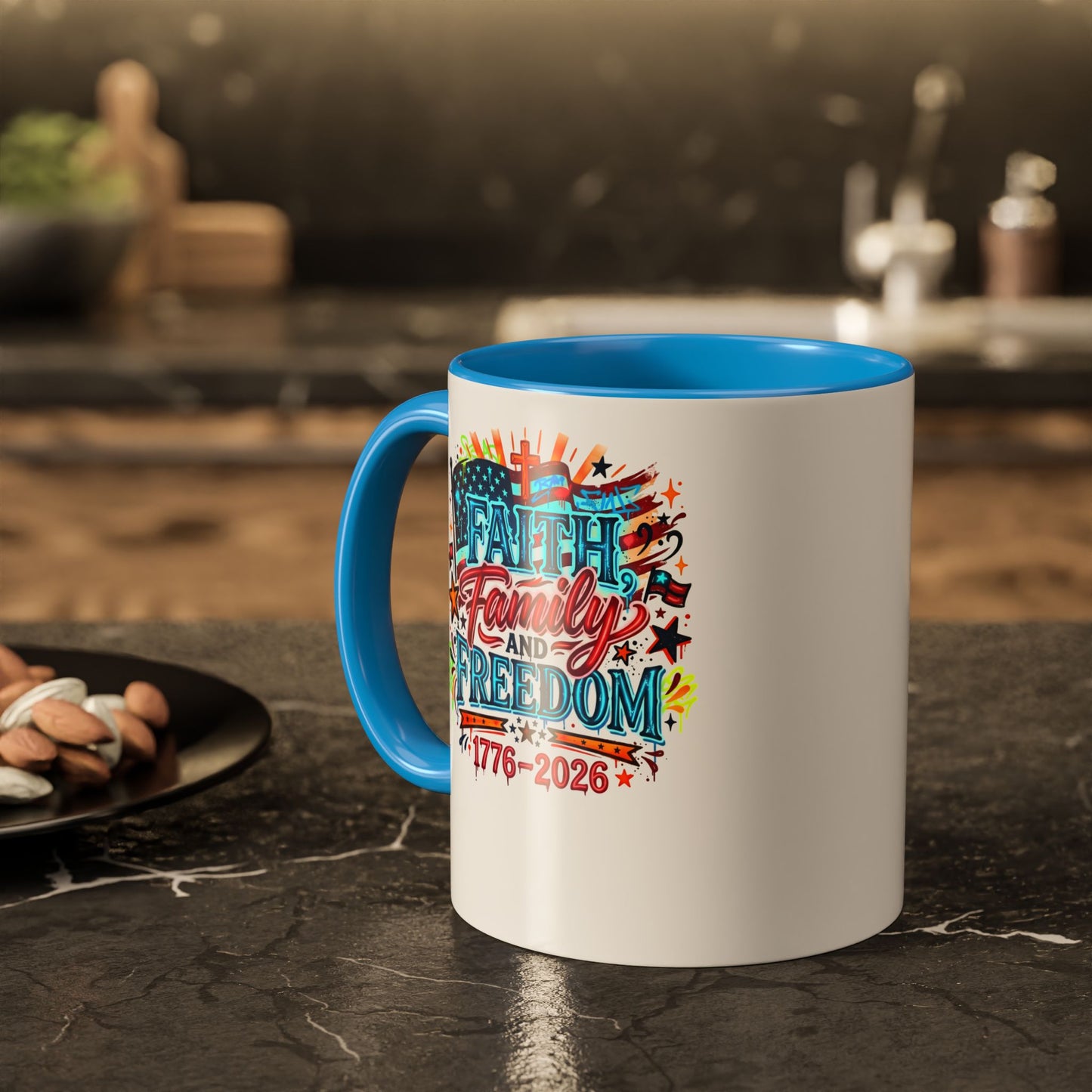 Faith Family Freedom 1776–2026 Patriotic Coffee Mug