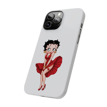 Betty Boop Red Dress Slim iPhone Case — Retro Pin-Up Cartoon Phone Cover