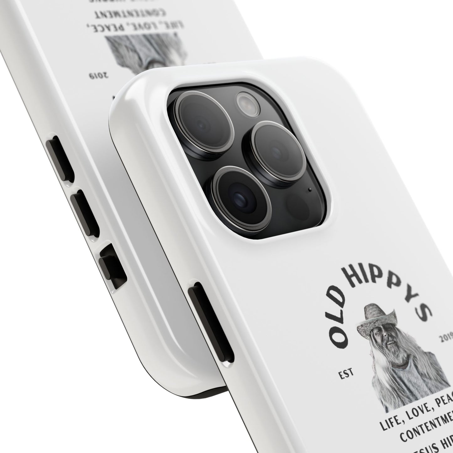 Old Hippys Phone Case — 'Life, Love, Peace, Contentment' Tough Protective Case