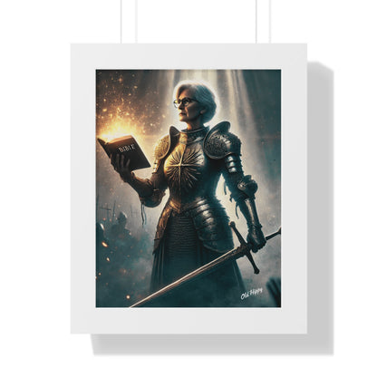 Mature Woman In Spiritual Warfare Wood Framed Poster