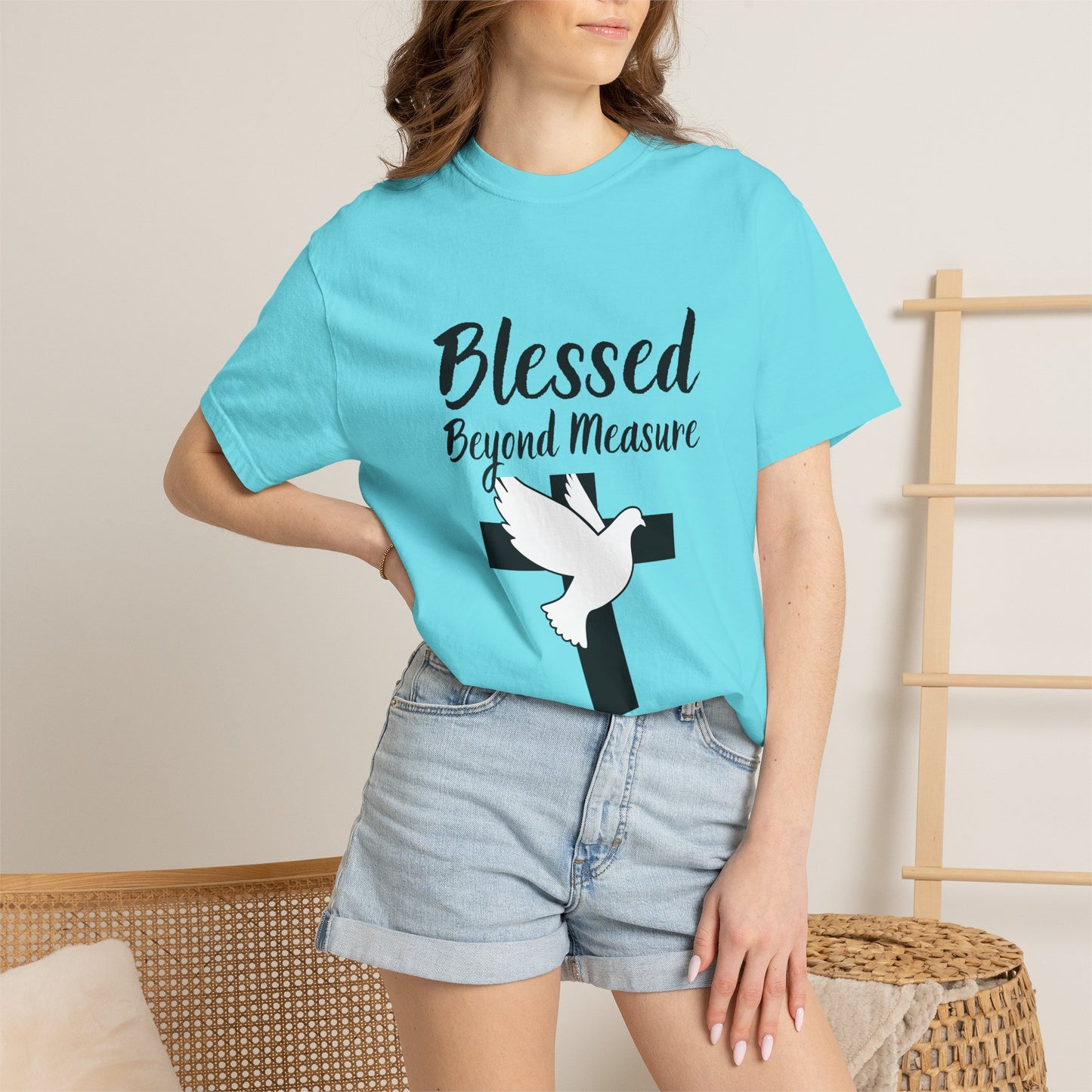 Blessed Beyond Measure T-Shirt — Christian Cross & Dove Faith Tee