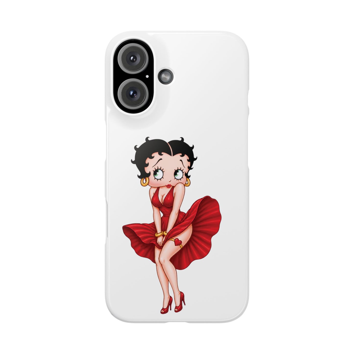 Betty Boop Red Dress Slim iPhone Case — Retro Pin-Up Cartoon Phone Cover