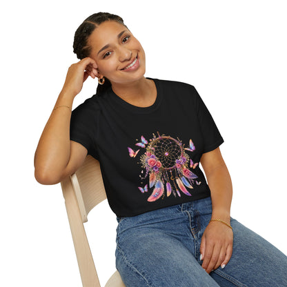 Pastel Dreamcatcher T-Shirt with Butterflies