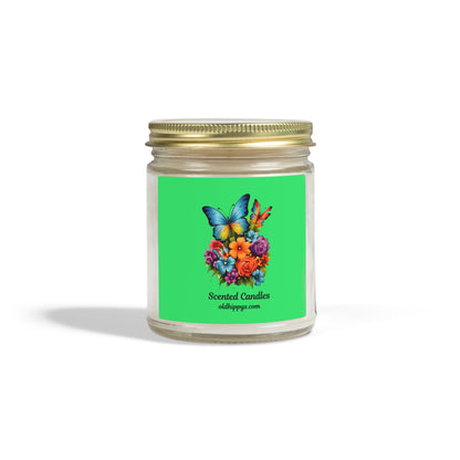 Scented Candle — Coconut Apricot Wax (4oz & 9oz) with Floral Butterfly Label