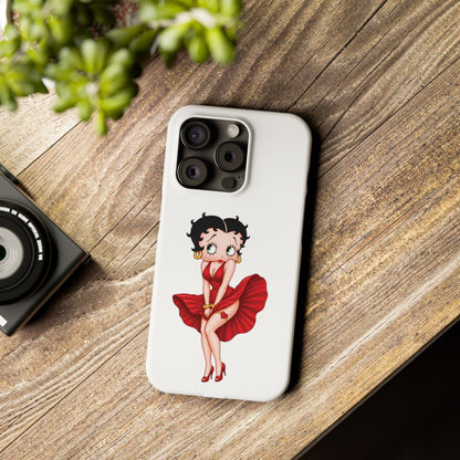Betty Boop Red Dress Slim iPhone Case — Retro Pin-Up Cartoon Phone Cover
