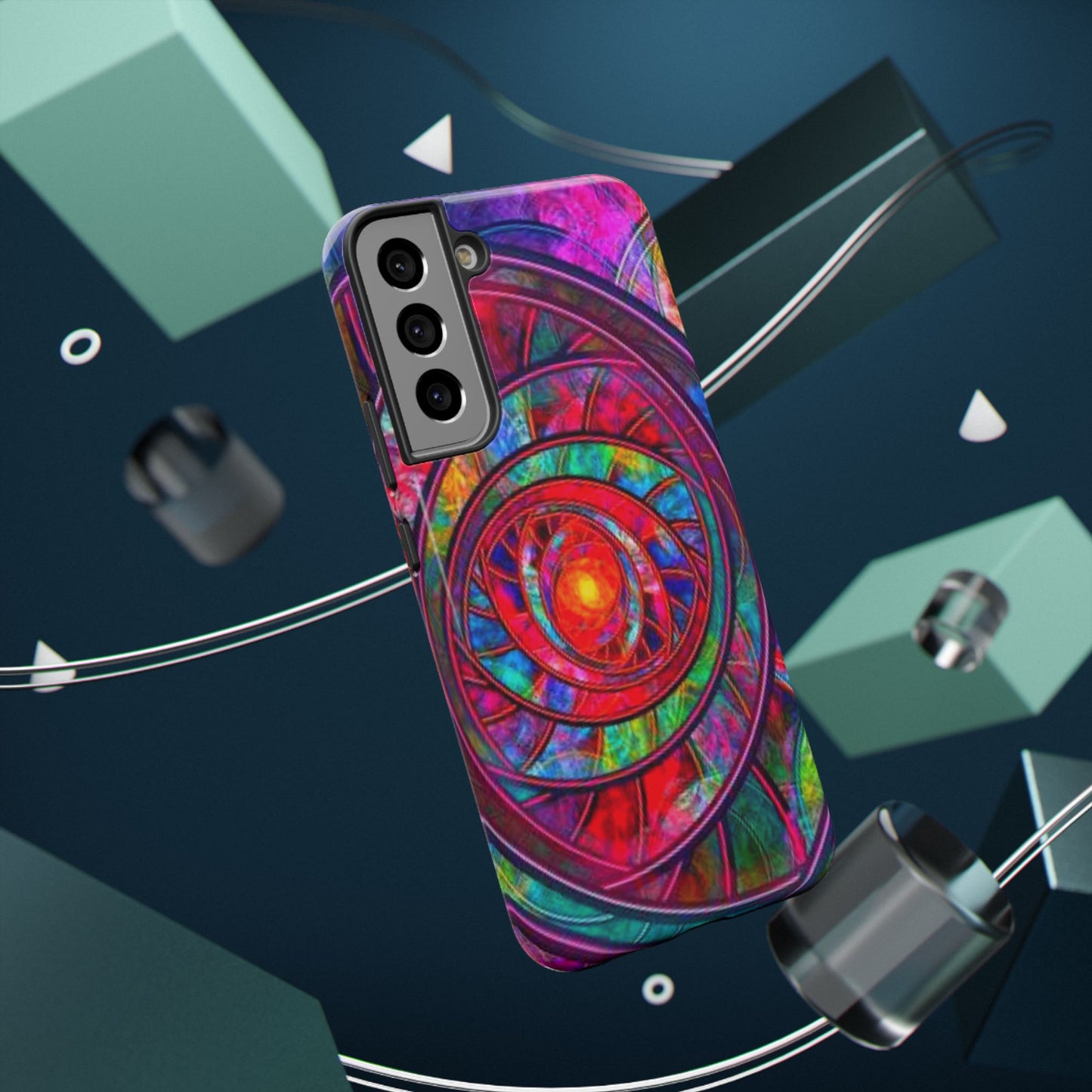 Protective Phone Case — Vibrant Abstract Mandala Impact-Resistant Design