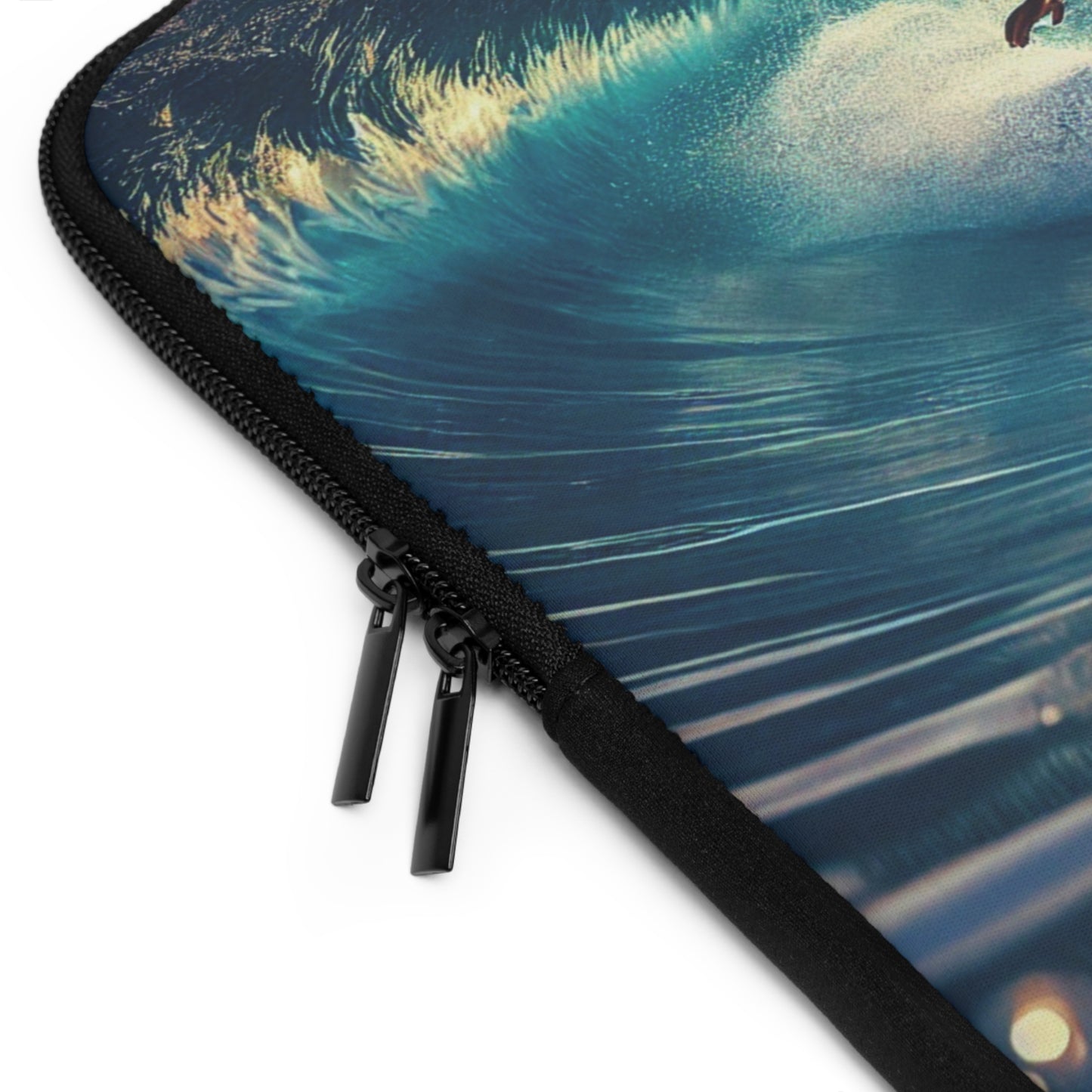 Longboard Surfer Sunrise Laptop Sleeve – Vibrant Ocean Wave Protective Case