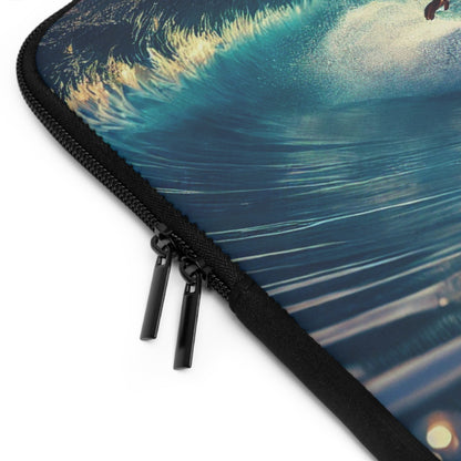 Longboard Surfer Sunrise Laptop Sleeve – Vibrant Ocean Wave Protective Case