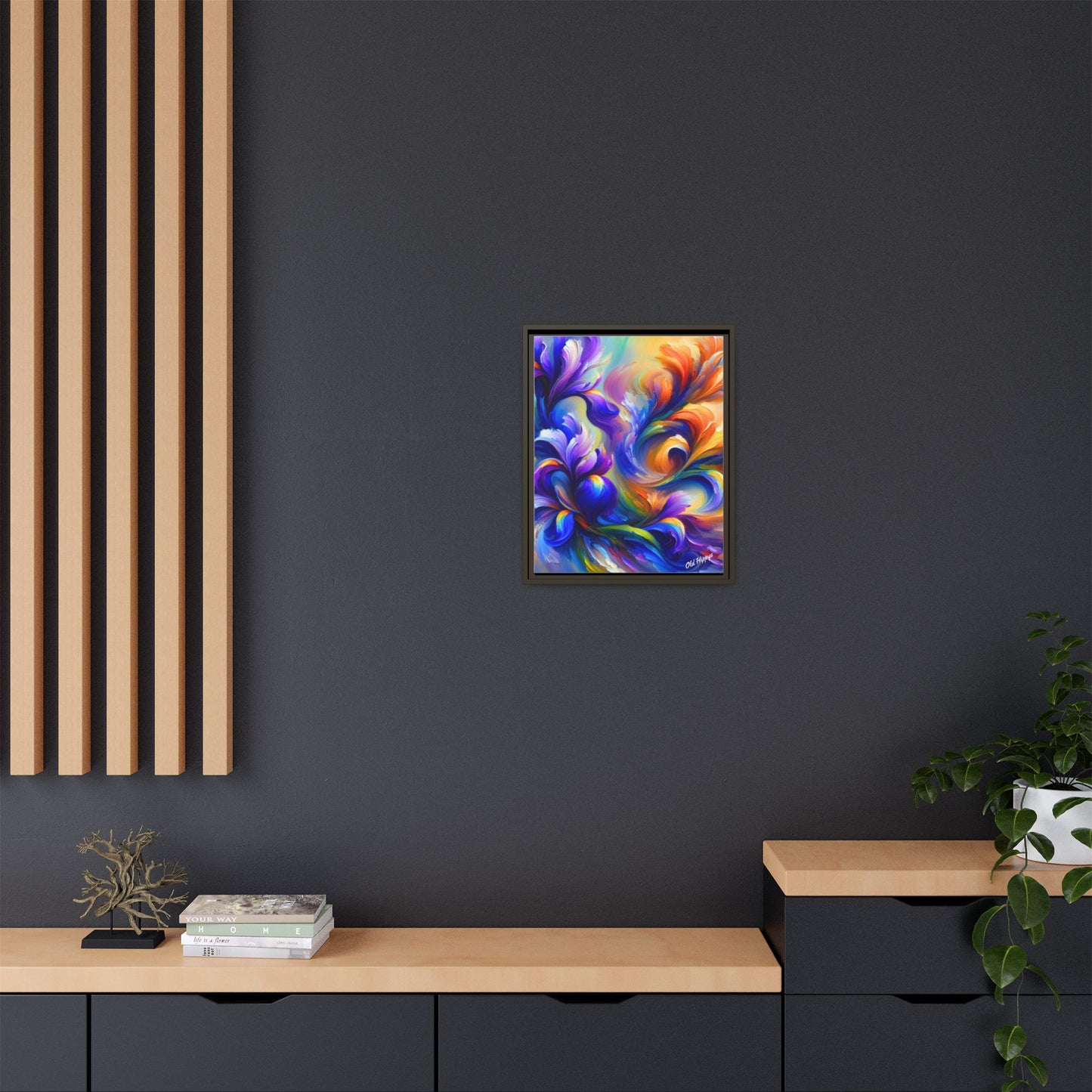 Iris Symphony #1 Wood Framed Matte Canvas