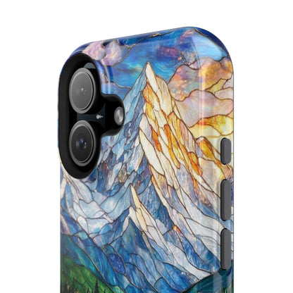 Stained Glass Mountain Lake Mosaic Phone Case — Impact-Resistant Artistic Protection