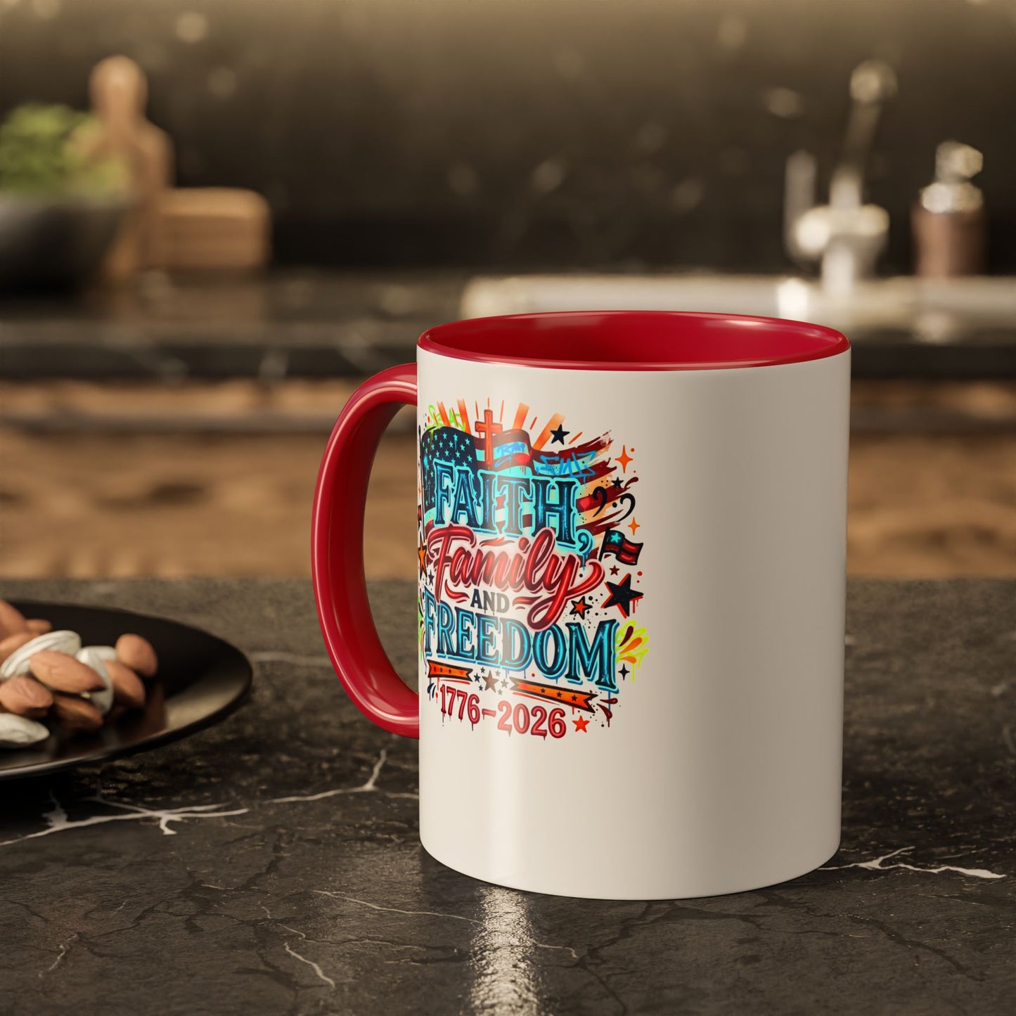 Faith Family Freedom 1776–2026 Patriotic Coffee Mug