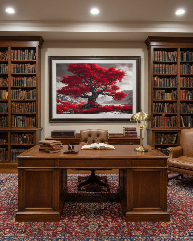 Flaming Red Tree Fine Art Poster
