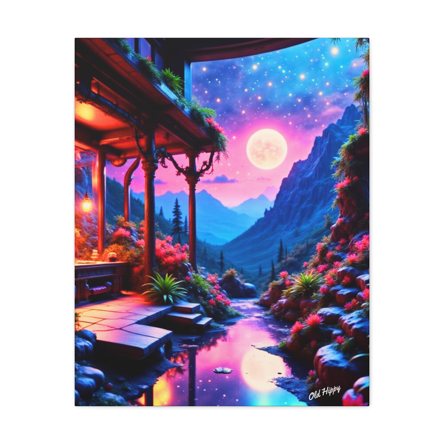 "Moonlit Sanctuary" – AI-Generated Canvas Art by Old Hippy