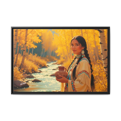 "Autumn Grace by the Stream" AI Wood Framed Canvas by Old Hippy