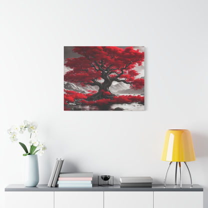 Flaming Red Tree Canvas Gallery Wrap