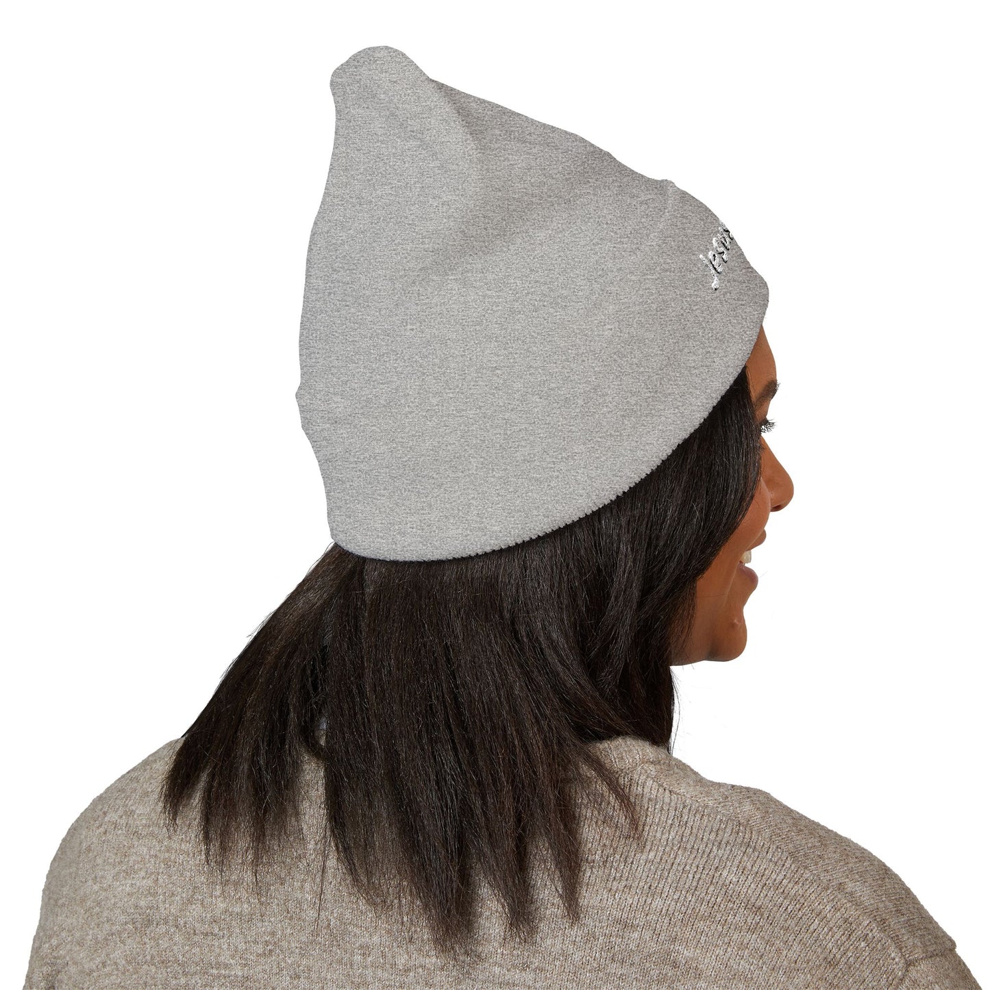 Embroidered 'Jesus is Lord' Cuffed Beanie — Christian Faith Knit Hat