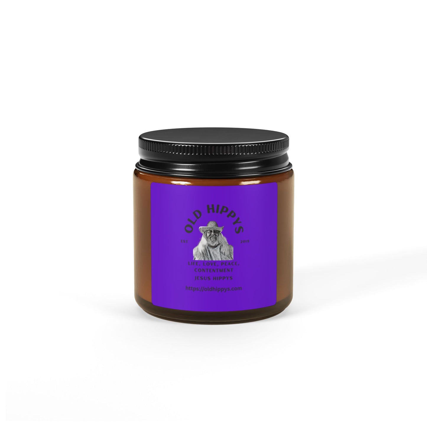 Old Hippys Essential Oil Scented Soy Candle — Amber Jar Aromatherapy Candle (Multi-Size)