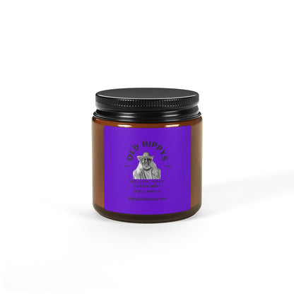 Old Hippys Essential Oil Scented Soy Candle — Amber Jar Aromatherapy Candle (Multi-Size)