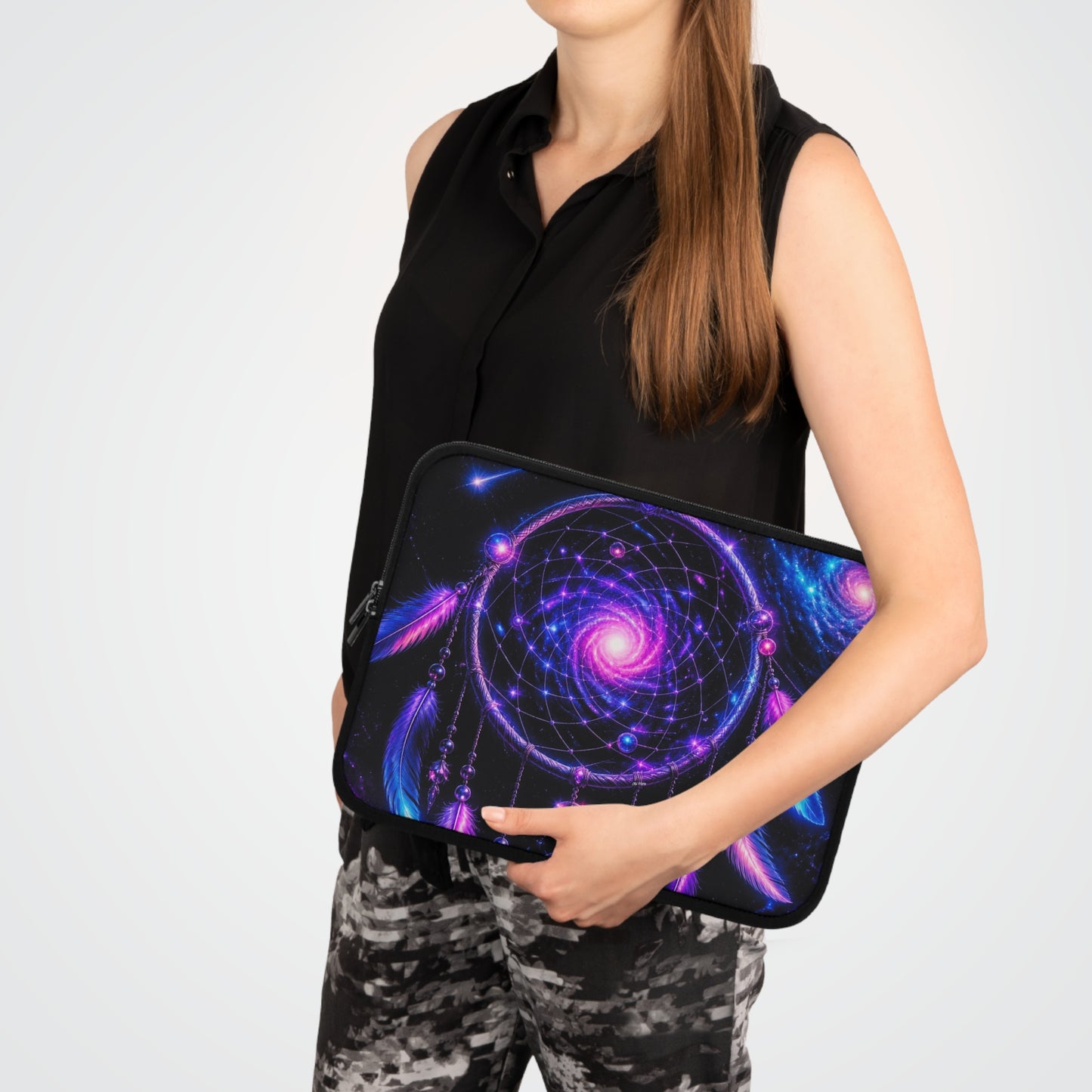 Cosmic Dreamcatcher Laptop Sleeve — Neon Boho Protective Case