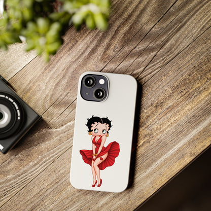 Betty Boop Red Dress Slim iPhone Case — Retro Pin-Up Cartoon Phone Cover
