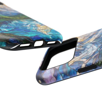 Stained Glass Mountain Lake Mosaic Phone Case — Impact-Resistant Artistic Protection