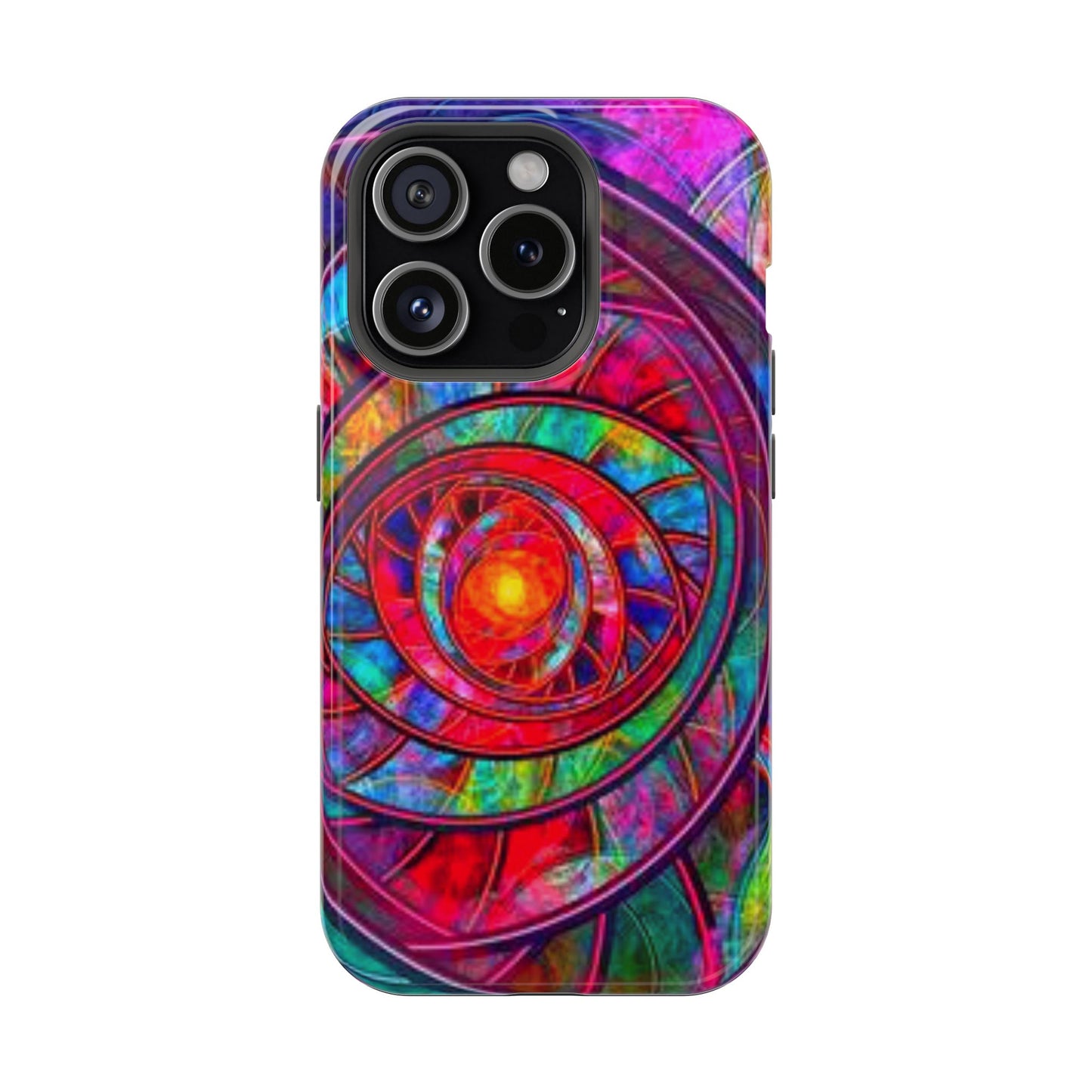 Protective Phone Case — Vibrant Abstract Mandala Impact-Resistant Design