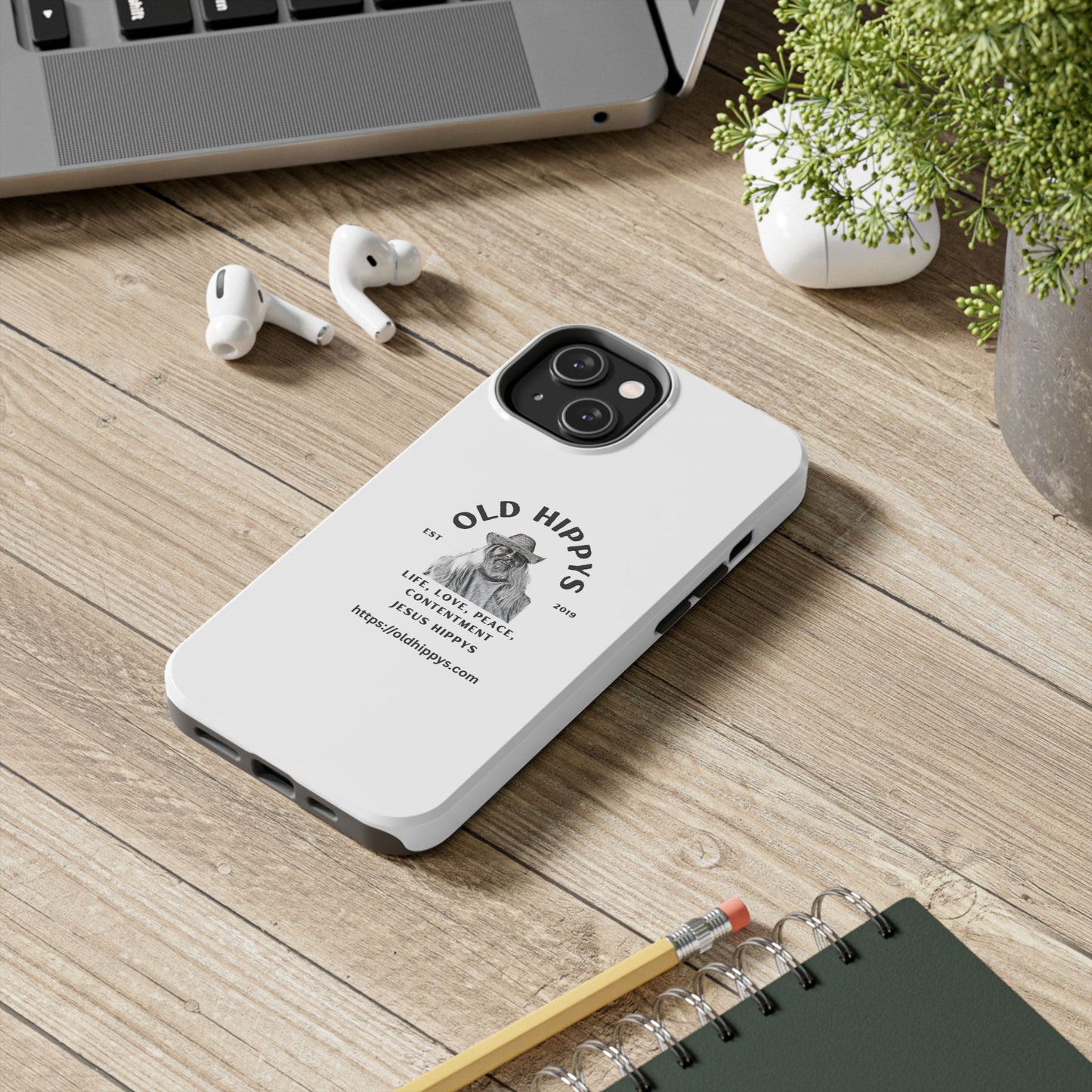 Old Hippys Phone Case — 'Life, Love, Peace, Contentment' Tough Protective Case