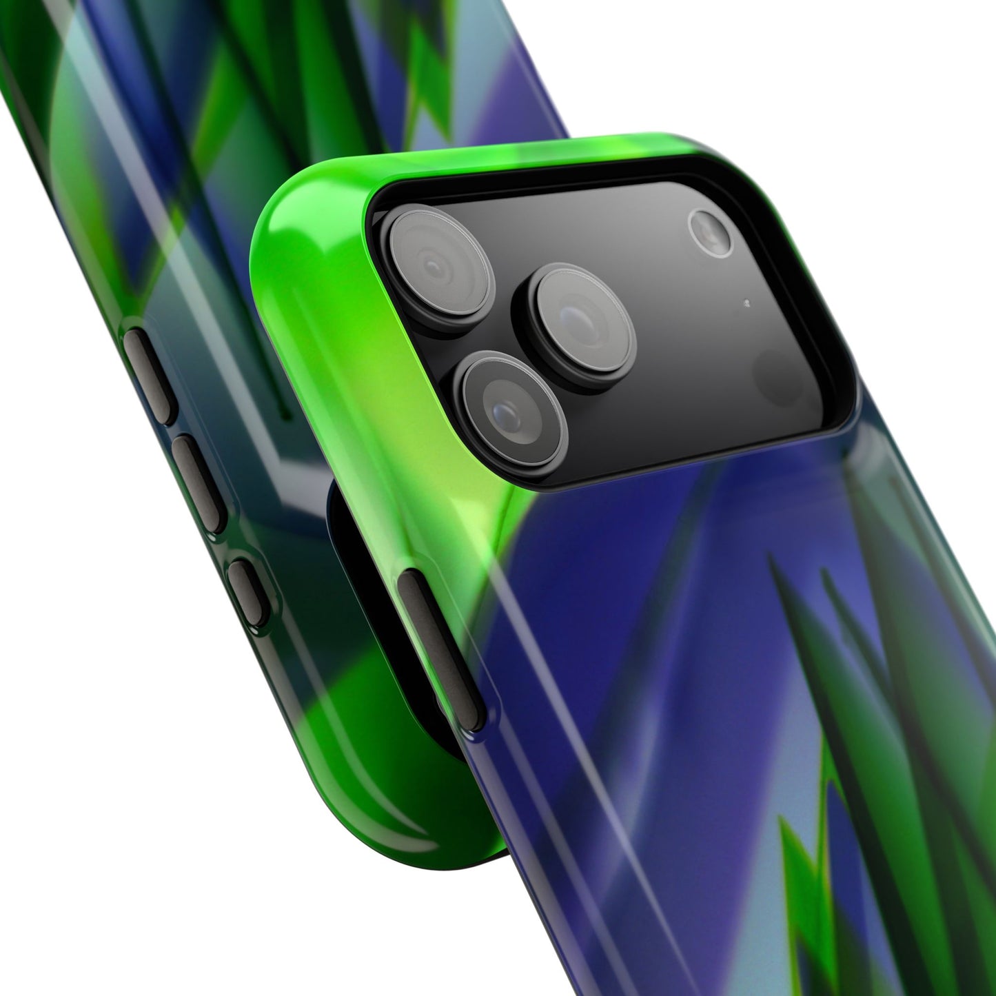 — Green Blue Abstract Wave Design Impact-Resistant Phone Case