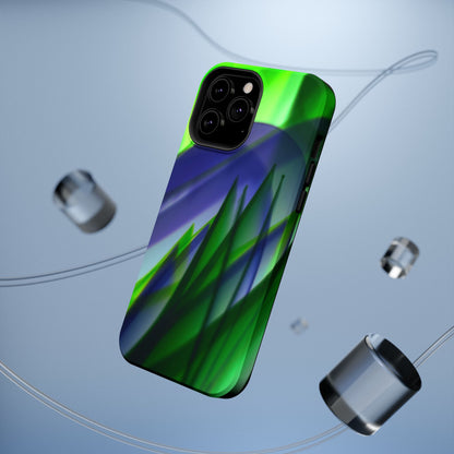 — Green Blue Abstract Wave Design Impact-Resistant Phone Case
