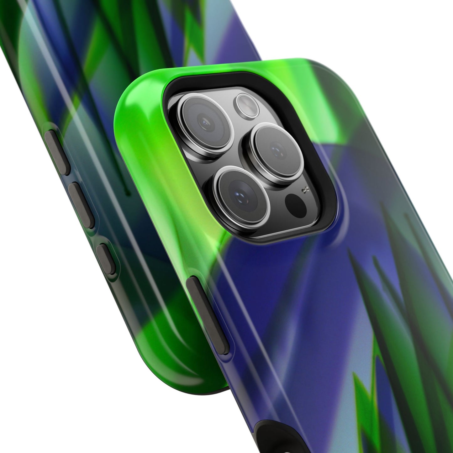 — Green Blue Abstract Wave Design Impact-Resistant Phone Case