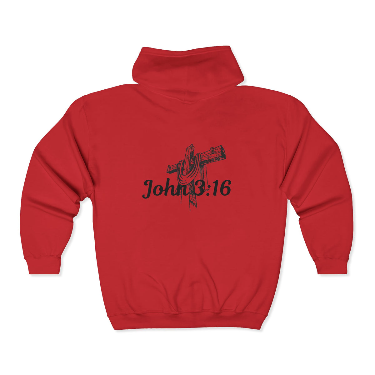 Jesus Is Lord Full-Zip Hoodie — John 3:16 Cross