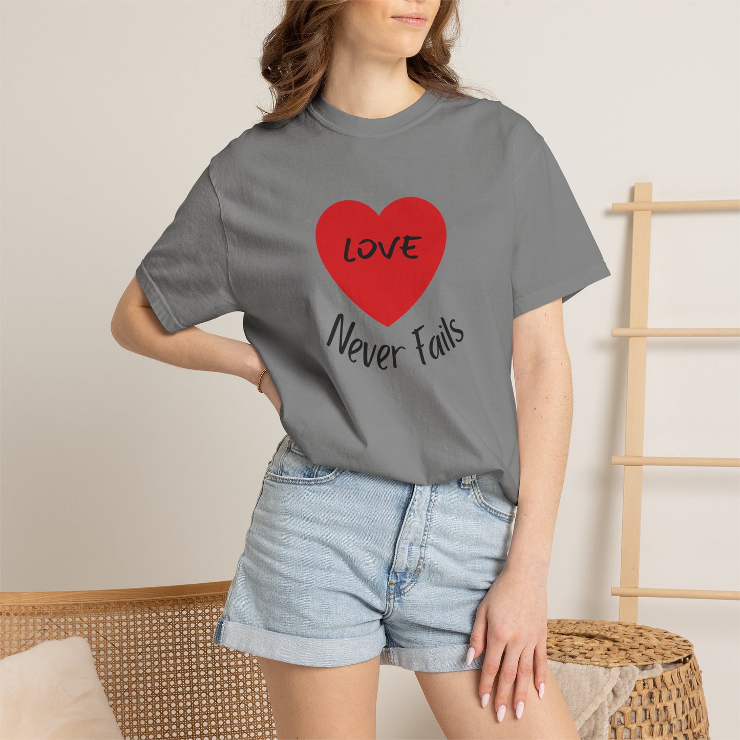 Love Never Fails 1 Corinthians 13 T-Shirt — Faith Scripture Tee