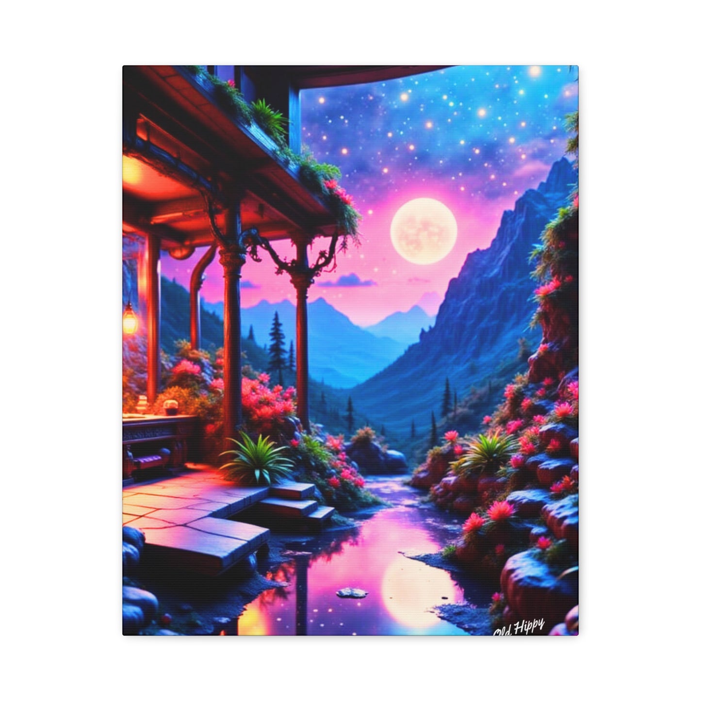 "Moonlit Sanctuary" – AI-Generated Canvas Art by Old Hippy