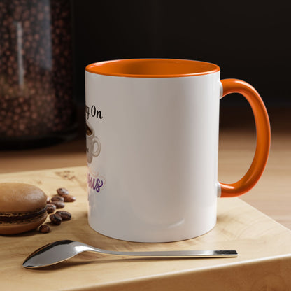 Living On Coffee and Jesus Accent Mug — Christian Coffee Cup (11/15oz)