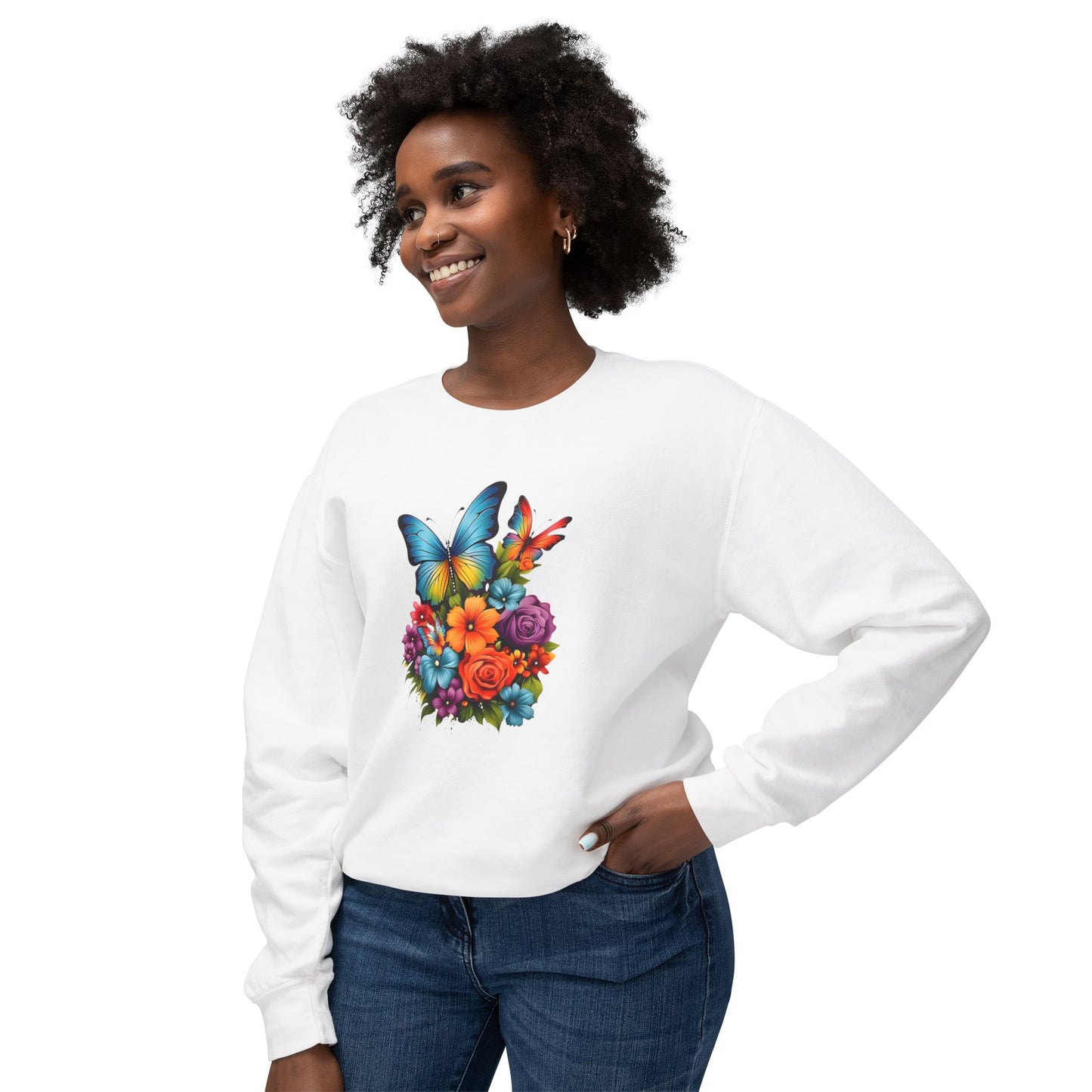 Butterfly Floral Crewneck Sweatshirt