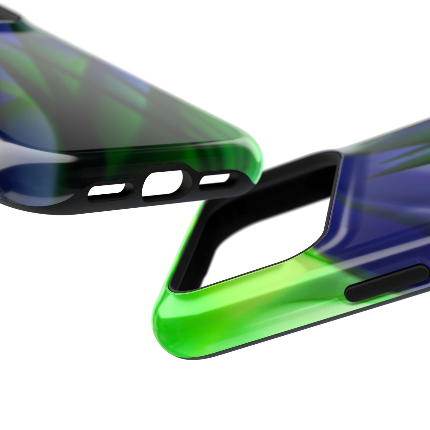 — Green Blue Abstract Wave Design Impact-Resistant Phone Case