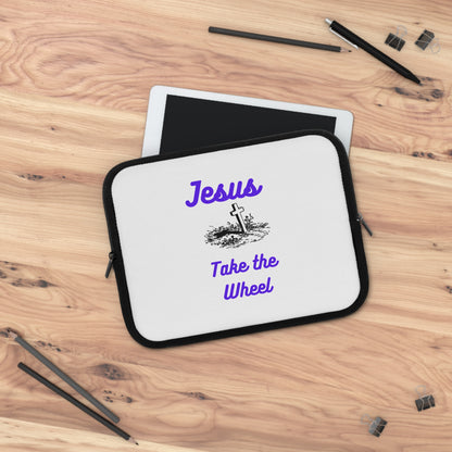 Jesus Take the Wheel Laptop Sleeve — Christian Cross Laptop Case