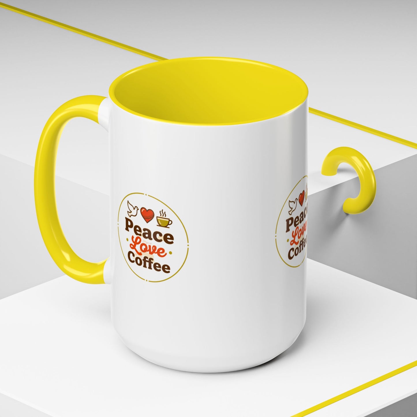 Peace Love Coffee Accent Mug - 11/15oz Ceramic Coffee Cup