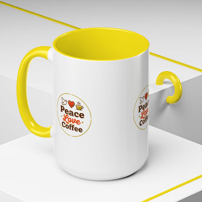 Peace Love Coffee Accent Mug - 11/15oz Ceramic Coffee Cup