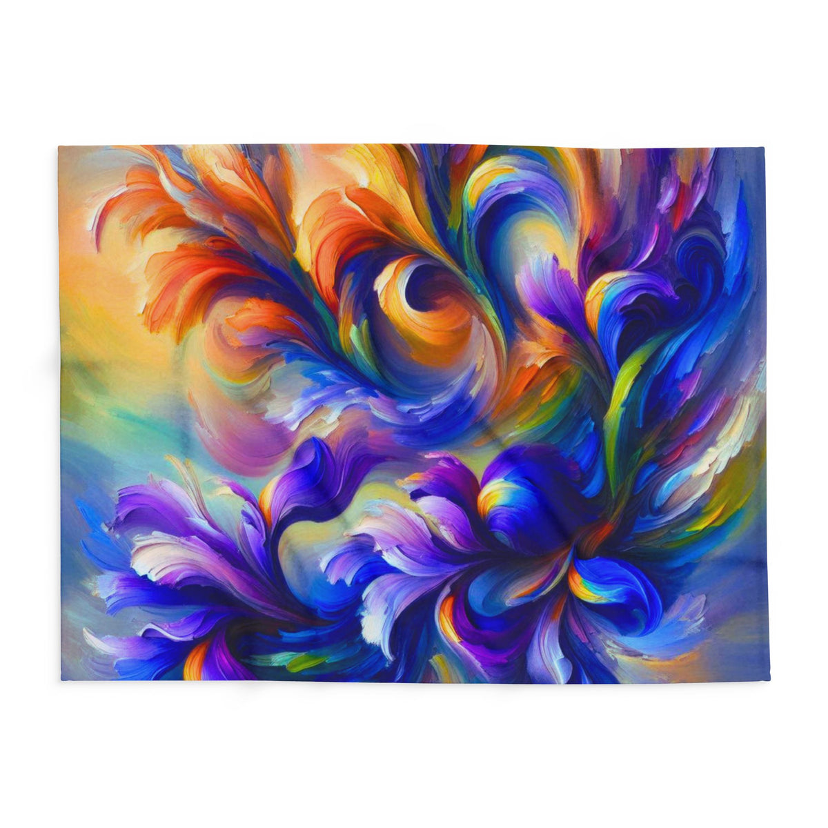 Arctic Fleece Blanket — Vibrant Abstract Iris Floral Swirl Throw