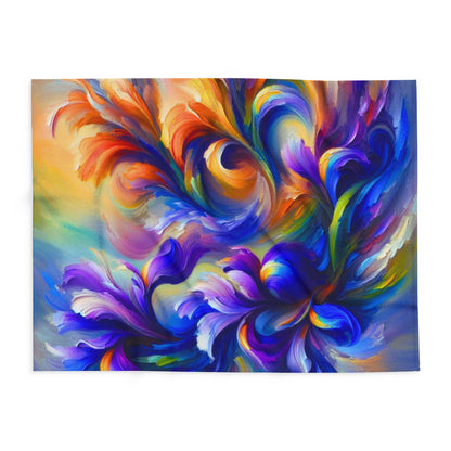 Arctic Fleece Blanket — Vibrant Abstract Iris Floral Swirl Throw