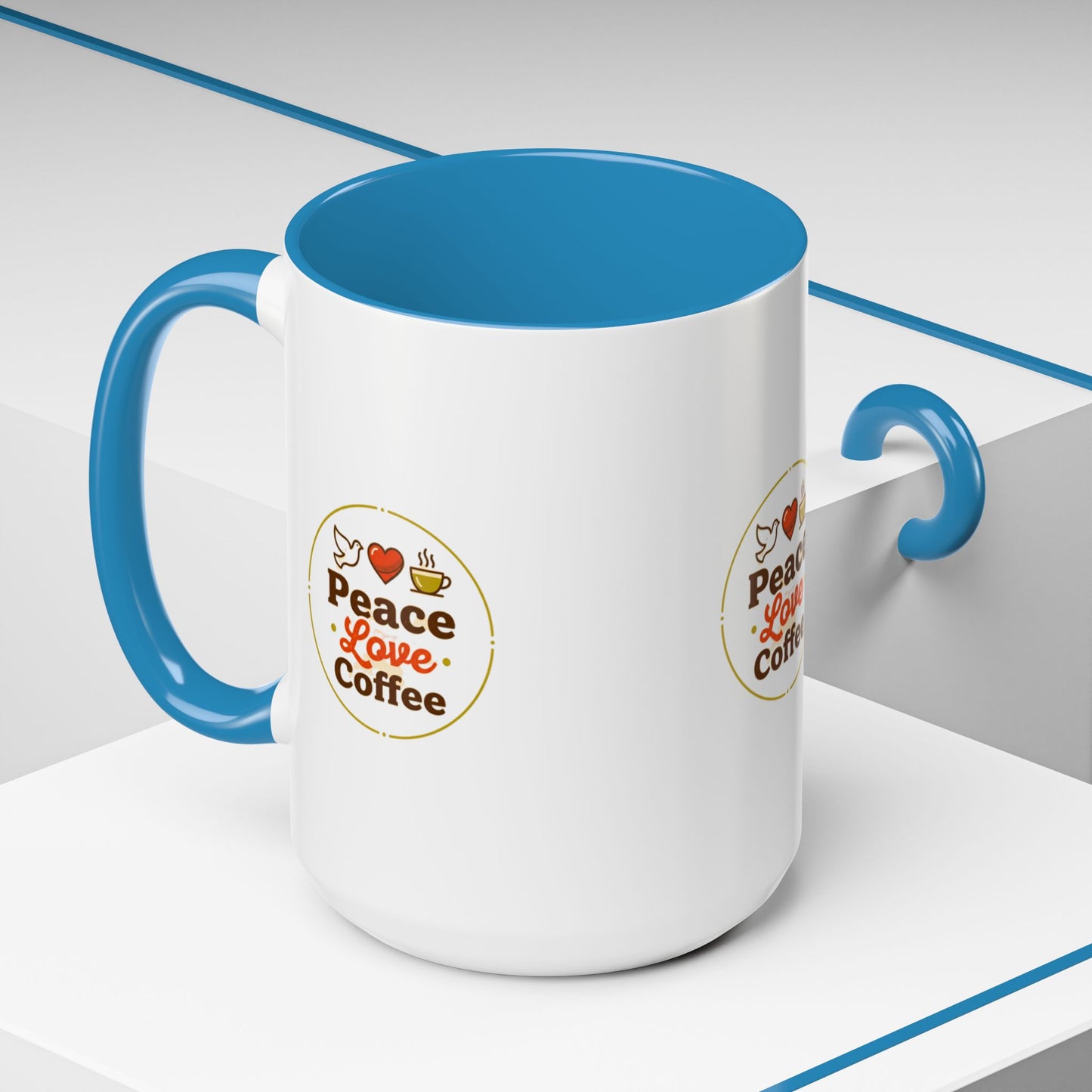 Peace Love Coffee Accent Mug - 11/15oz Ceramic Coffee Cup