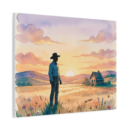 The Last Light Over the Homestead AI Canvas by Old Hippy