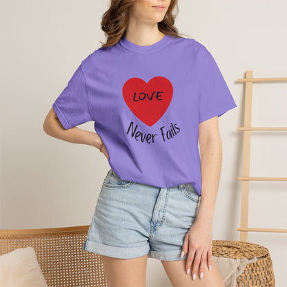 Love Never Fails 1 Corinthians 13 T-Shirt — Faith Scripture Tee