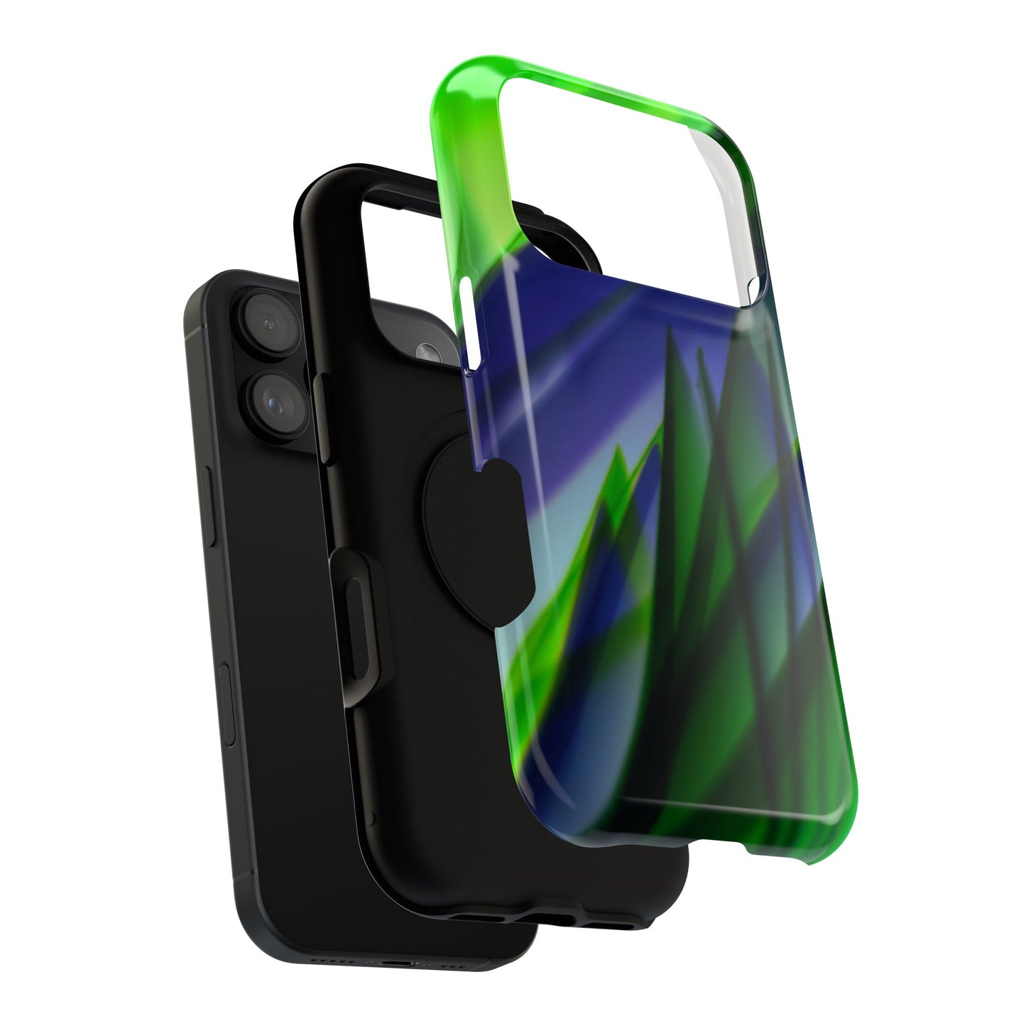 — Green Blue Abstract Wave Design Impact-Resistant Phone Case