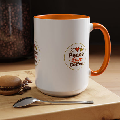 Peace Love Coffee Accent Mug - 11/15oz Ceramic Coffee Cup