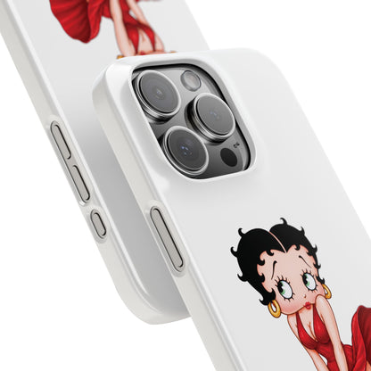 Betty Boop Red Dress Slim iPhone Case — Retro Pin-Up Cartoon Phone Cover