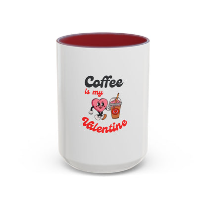 Coffee Is My Valentine Accent Mug — Cute Heart & Iced Coffee Gift (11/15oz)