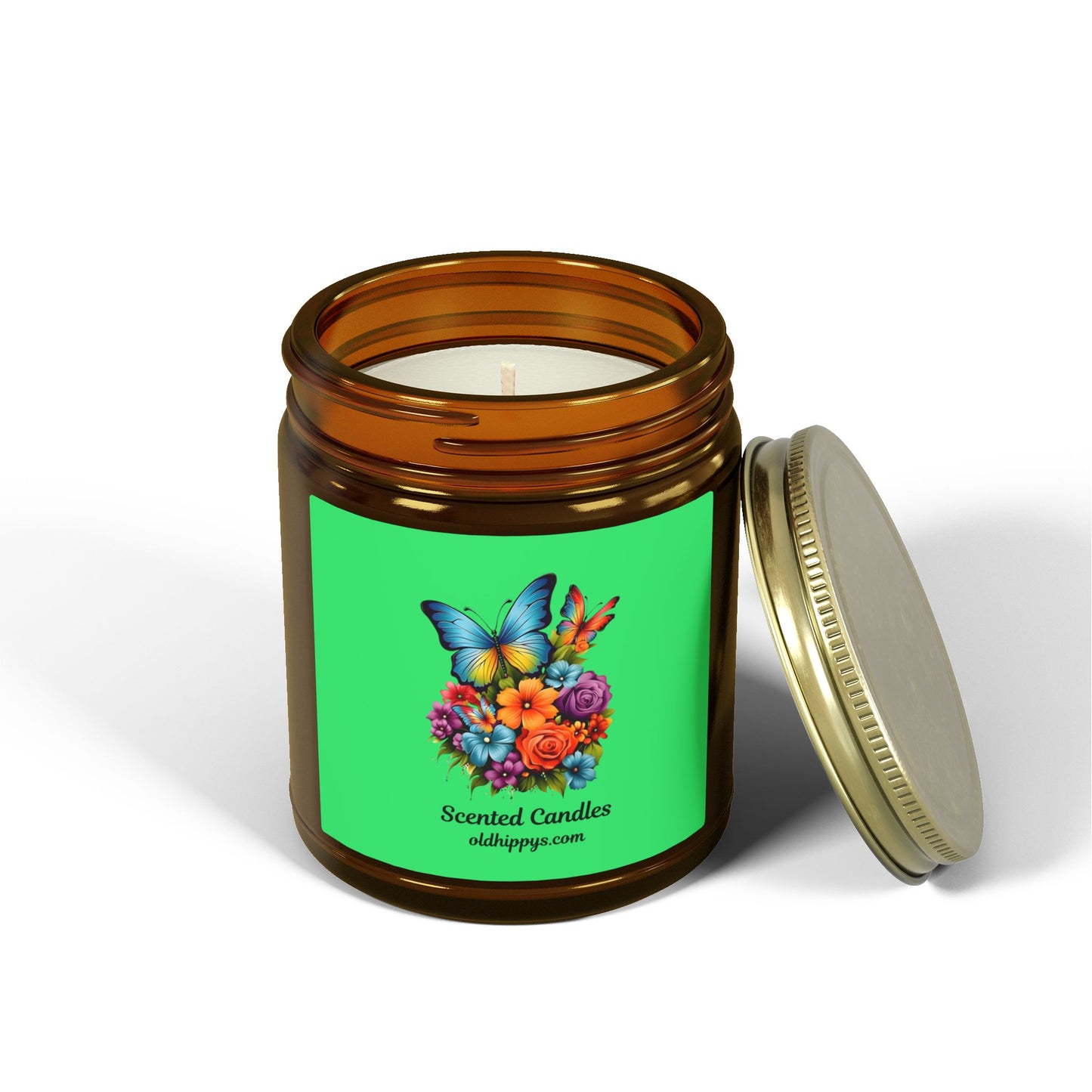 Scented Candle — Coconut Apricot Wax (4oz & 9oz) with Floral Butterfly Label