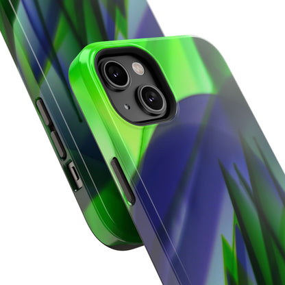— Green Blue Abstract Wave Design Impact-Resistant Phone Case